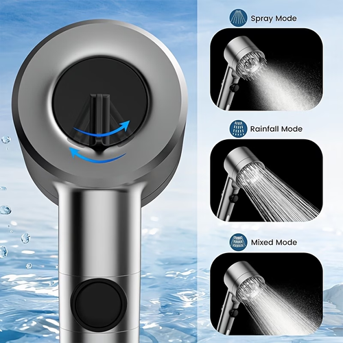 andheld Showerhead with a High-Pressure 3-Spray Function Featuring a Filter Suitable for Hard Water ncludes an On Off Switch and a Showerhead Filter That Removes Chlorine  Modern Bathroom Accessory - High-Quality Wall-Mounted Showerhead