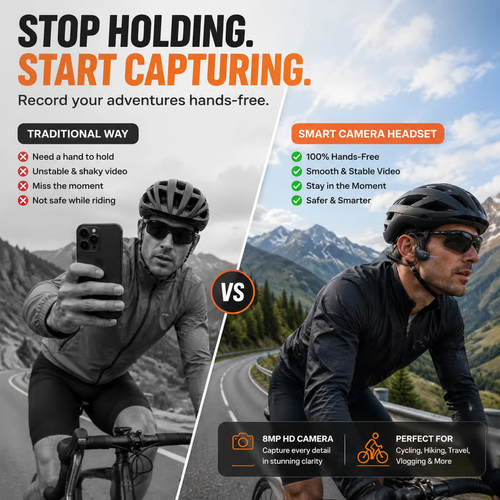 Last Day Free Shipping 🎧 8MP Smart Camera Open-Ear Headset – POV Video, Calls & AI Assistance 🎥⛺