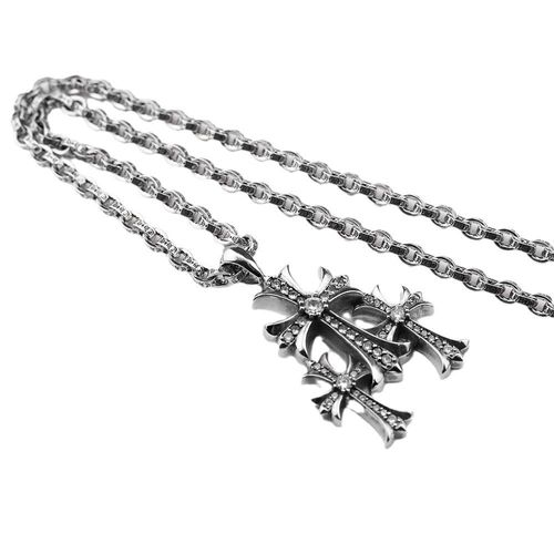 Silver Triple Cross Pendant Chain Personalized Necklaces