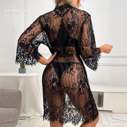Transparent women's pajamas   sexy lace nightgown for home