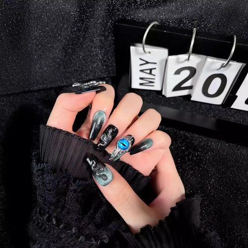 Heavy industry 3D nail art pure handmade boutique, metal nails with rhinestones wearable nail decoration