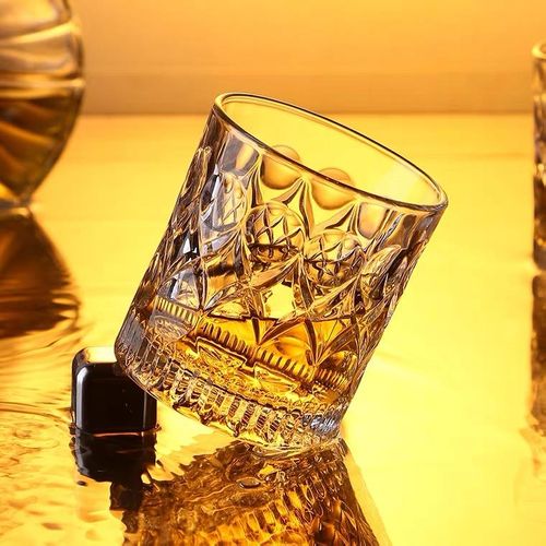 High-end embossed whiskey glass, bar KTV classic liquor glass