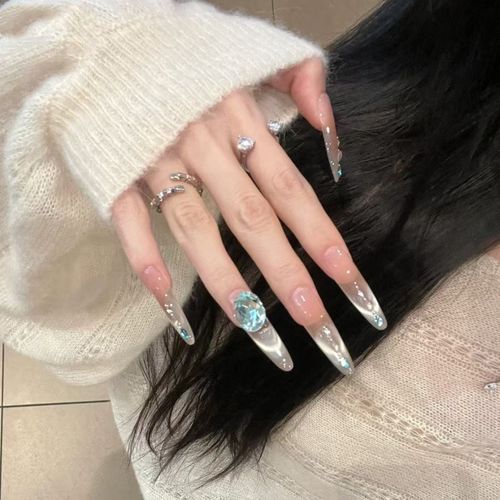 ong-length finished nail tips   Light luxury press-on nail tips, detachable