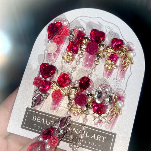 Heavy-duty press-on  nailsHandmade finished high-end nail art Christmas statement outfit