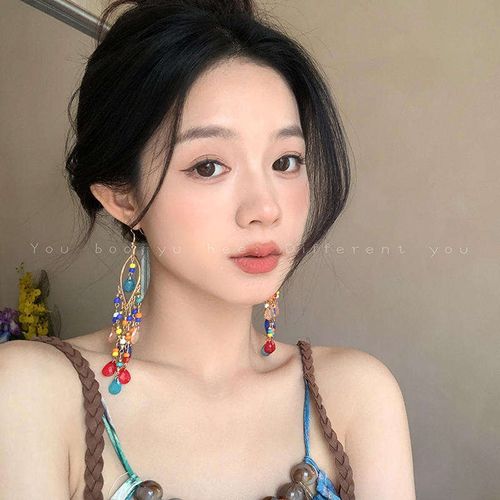 Bohemian  Long Earrings for Women  Exaggerated Water Drop Tassels