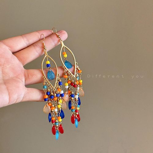 Bohemian  Long Earrings for Women  Exaggerated Water Drop Tassels