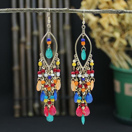 Bohemian  Long Earrings for Women  Exaggerated Water Drop Tassels