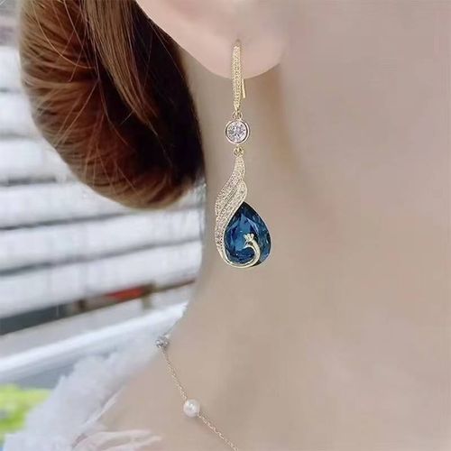 Fashion Jewelry Blue Glass Crystal Earrings
