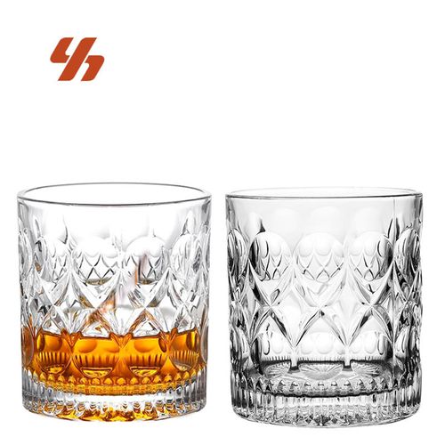 High-end embossed whiskey glass, bar KTV classic liquor glass