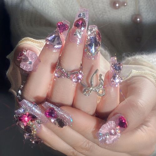 未完成New wearable nails   heavy industry flash diamond full diamond nail art finished products