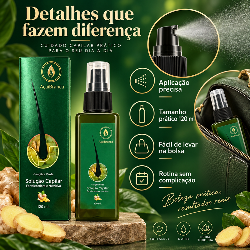 Tônico Capilar AçaíBranca com Gengibre 120ml – Cuidado do Couro Cabeludo e Fios Mais Fortes