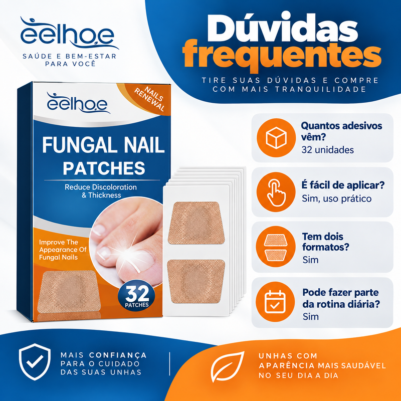 Adesivos para Cuidados das Unhas 32 Unidades, 2 Formatos, Fácil Aplicação