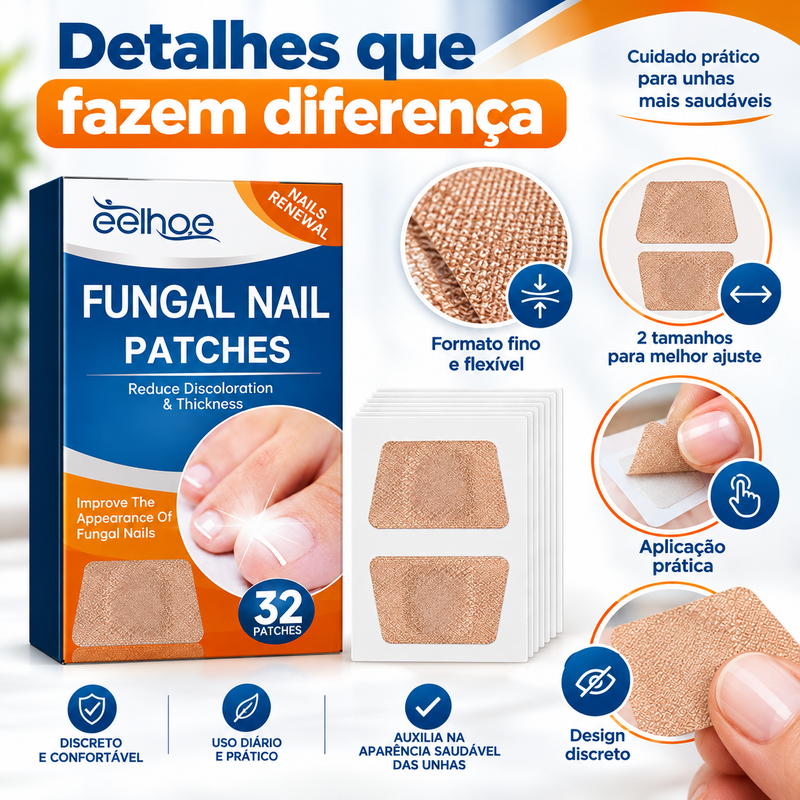Adesivos para Cuidados das Unhas 32 Unidades, 2 Formatos, Fácil Aplicação