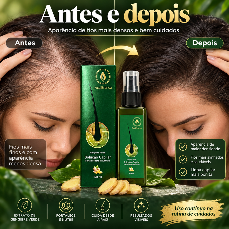 Tônico Capilar AçaíBranca com Gengibre 120ml – Cuidado do Couro Cabeludo e Fios Mais Fortes