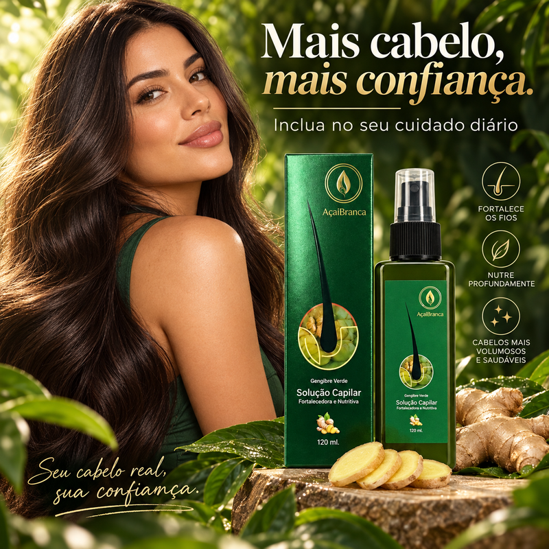 Tônico Capilar AçaíBranca com Gengibre 120ml – Cuidado do Couro Cabeludo e Fios Mais Fortes
