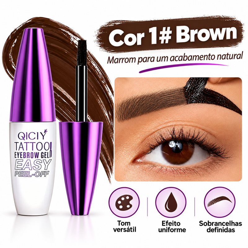 Gel para Sobrancelhas Peel-Off Marrom  Fácil Aplicação e Acabamento Natural