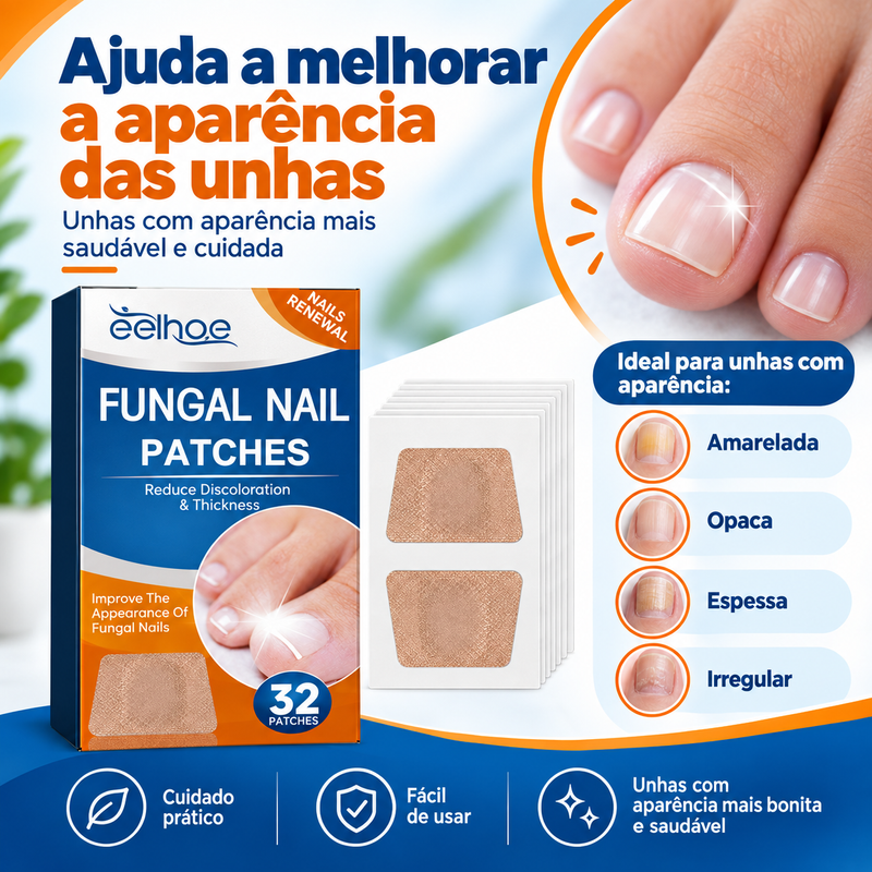 Adesivos para Cuidados das Unhas 32 Unidades, 2 Formatos, Fácil Aplicação