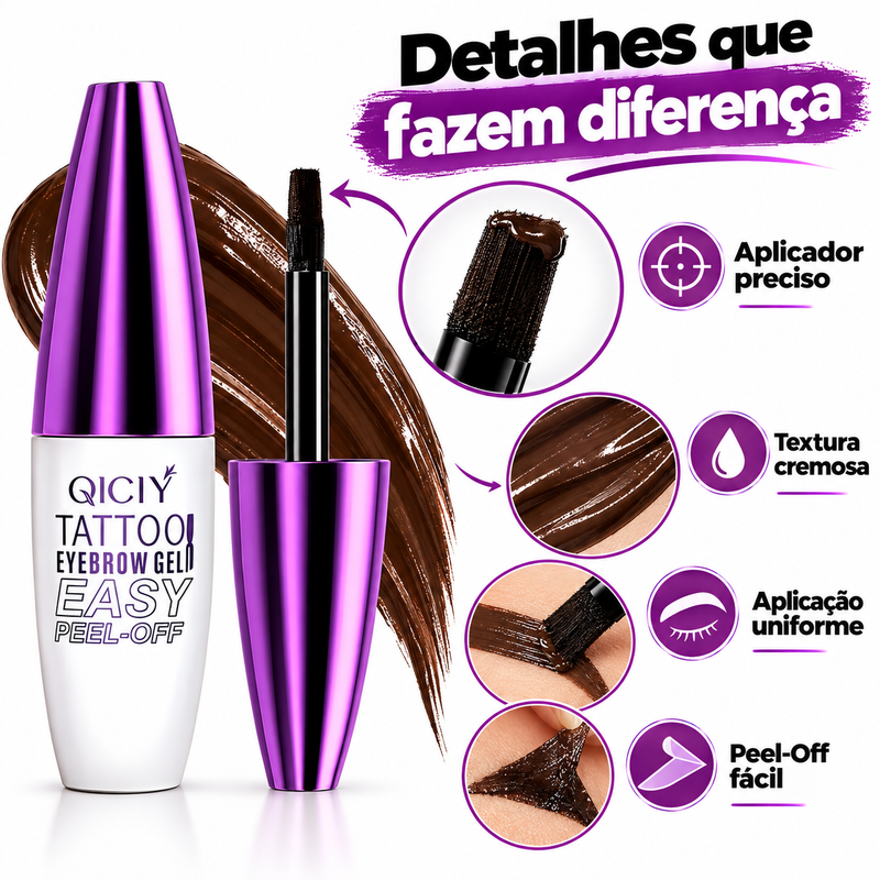 Gel para Sobrancelhas Peel-Off Marrom  Fácil Aplicação e Acabamento Natural