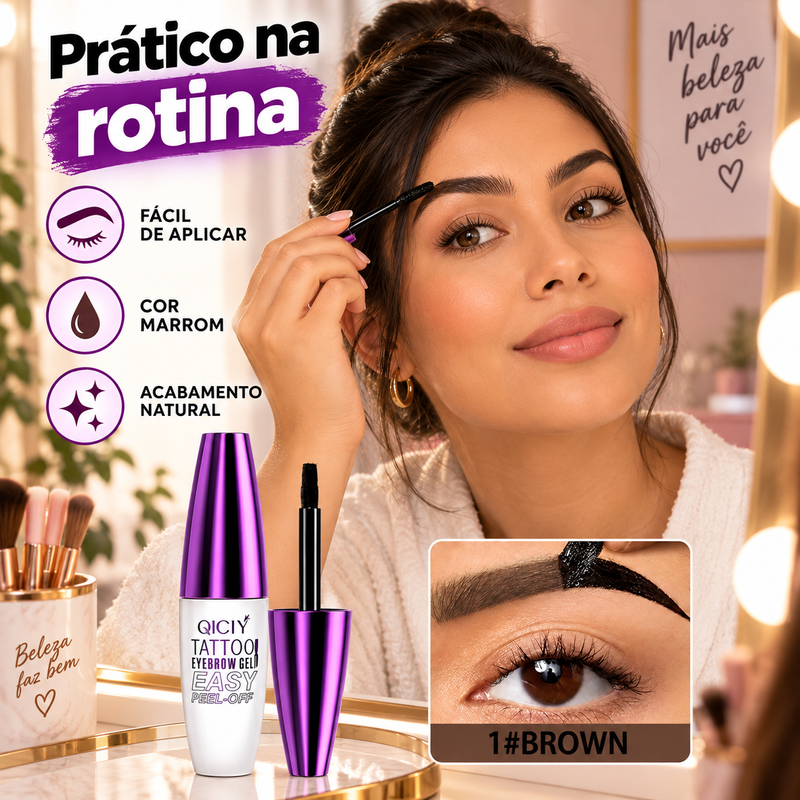 Gel para Sobrancelhas Peel-Off Marrom  Fácil Aplicação e Acabamento Natural