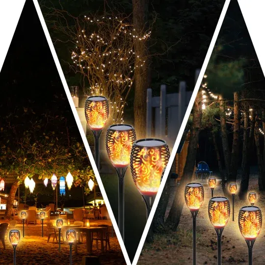 💥💥💥4 Pack Solar Flame Lights Garden Decoration, Waterproof LED Flameless Candle Lights, Automatic Switch for Garden Patio Pathway