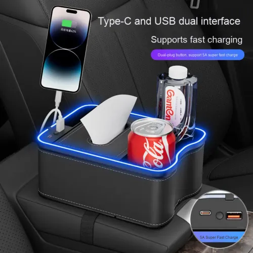 🔥🔥🔥Car armrest storage box back seat organizer, multi-color car seat organizer, center console organizer with cup holder, phone holder and tissue box for storage organization between car seats