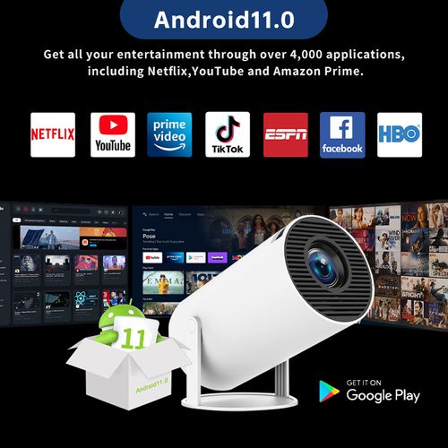 💥💥💥ntelligent 4K projector 130 inches. The Android 11 system has built-in Netflix and YouTube, dual WIFI 6 and Bluetooth 5.0, and supports connection between mobile phones and computers
