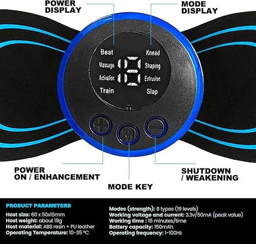 💎💎💎PLENO 2 Mini Muscle Massager Main Unit with 2 Replaceable Pads and 19 Speeds 8 Modes to Relieve Full Body Pain and Relax Arms, Legs, Shoulders, Waist