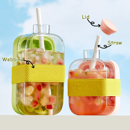 💥💥💥2 in 1 Ice Water Drink Bottle Custom Summer DIY Storage Box Iced Fruit Drinks Ice Cube Maker Bottle Cooling Mold with Straw