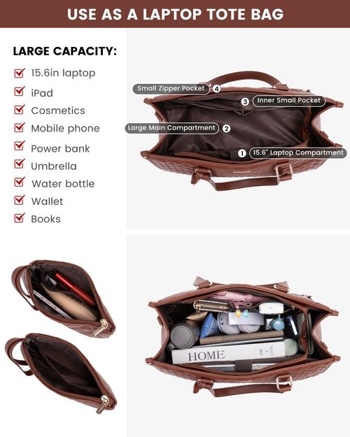 Multi-functional Handbag Fashion Quilted Shoulder Bag Large Capacity Cooler Bags With 15.6in Laptop Hand Bags