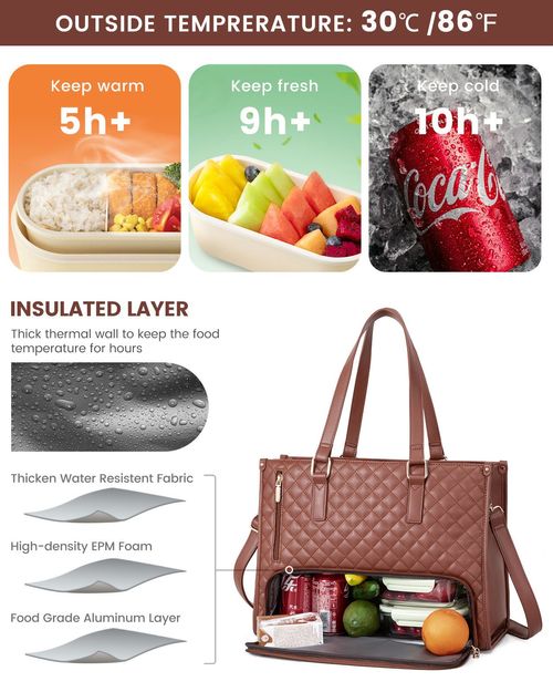 Multi-functional Handbag Fashion Quilted Shoulder Bag Large Capacity Cooler Bags With 15.6in Laptop Hand Bags