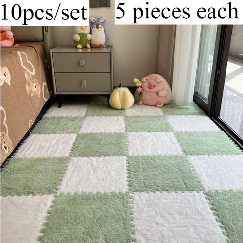 💥💥💥10pcs—set Bedside Fuzzy Carpet Full-Floor Foam Interlocking Bedroom Carpet Cuttable Modular Carpet Pad for Home Decor