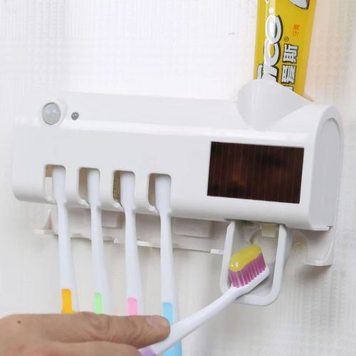 🔥🔥🔥Solar-powered toothbrush holder with UV light for charging, dispenser for distributing toothbrush holders, toothpaste dispenser with toothbrush holder