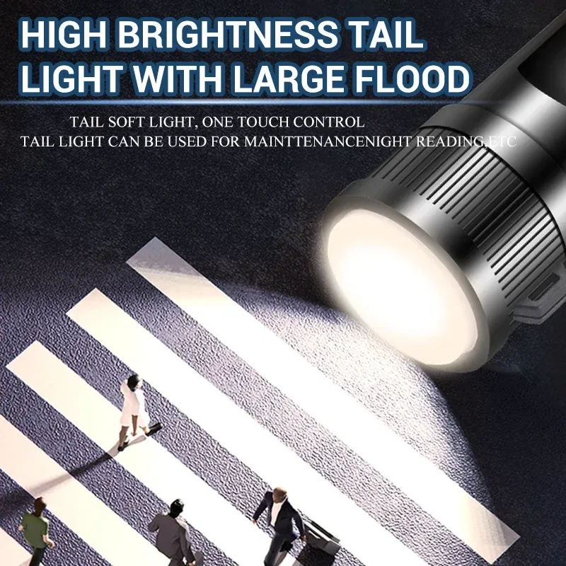 🔥🔥🔥Powerful P50 Led Flashlights 5000LM Ultra Bright Tactical Light Emergency Spotlights Telescopic Zoom Light Built-in Battery