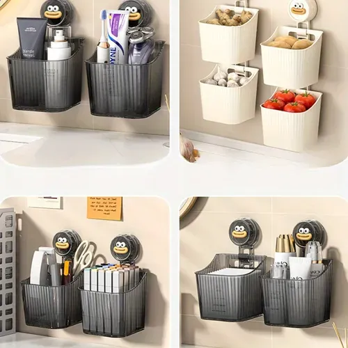 💎💎💎3pcs Kitchen & Bathroom Wall Hanging Plastic Storage Basket Onion Ginger Garlic Rack Multi-Purpose Storage Box 2 sales