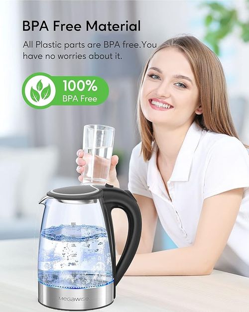 💎💎💎1.8L Healthy Electric Kettle, 1000W Borosilicate Glass Teapot Food Grade Material, Automatic Shutoff and Boil Dry Protection Cordless Kettle Fast Boiling, BPA Free
