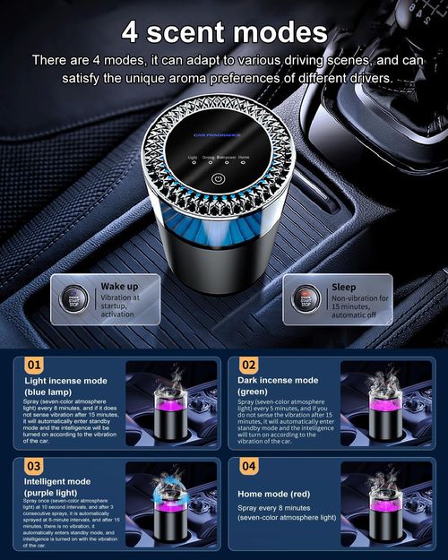 💎💎💎Car Air Freshener, Smart Car Air Freshener Diffuser, Auto On Off Air Diffuser with Three Adjustable Modes, RGB Music Syncing Light, for Men,Father,Husband