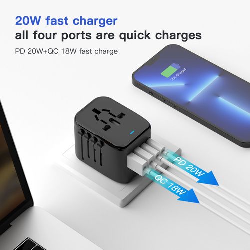 🔥🔥🔥20W travel charger, 2 USB type C, globally compatible, universal for Europe, USA and UK