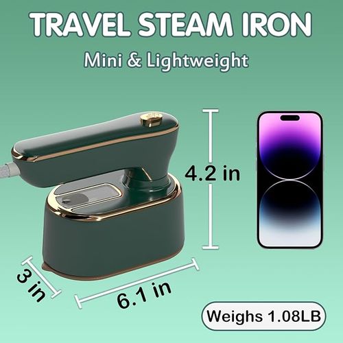 💎💎💎Travel Steam Iron Mini-Portable Ironing Machine Travel Small Portable Steamer Travel College Dormitory Home Essential Steam Iron (Green)