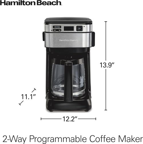 💎💎💎Hamilton Beach Programmable Drip Coffee Maker, 12 Cup, Front Access Easy Fill, Pause and Serve, 3 Brewing Options