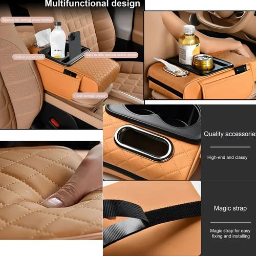 💥💥💥New Center Console Cover with Cup Holder Car Armrest with Cup Holder Armrest Storage Organizer Box Arm Rest for Car Suvs Trucks