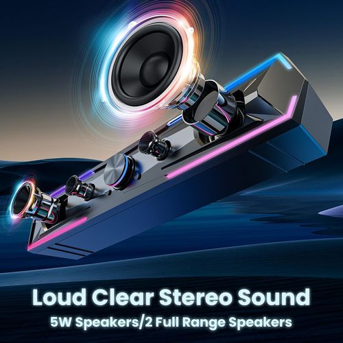 💎💎💎Bluetooth Computer Speakers for Desktop Computers, Flowing LED Computer Speakers with Clear Sound, Suitable for Desktop Computer Monitors, Bluetooth and USB Input