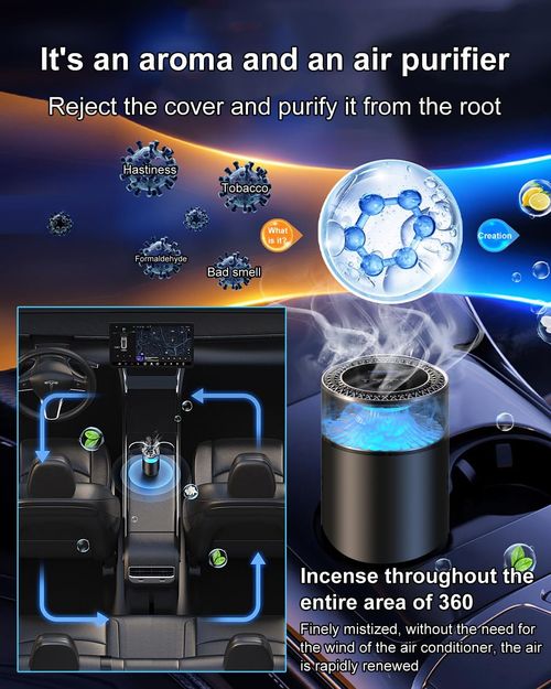 💎💎💎Car Air Freshener, Smart Car Air Freshener Diffuser, Auto On Off Air Diffuser with Three Adjustable Modes, RGB Music Syncing Light, for Men,Father,Husband