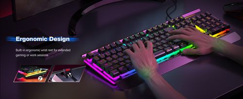 💎💎💎TECKNET Gaming Keyboard, USB Wired Computer Keyboard, 15-Zone RGB Lighting, IP32 Waterproof, 25 Anti-Ghosting Keys, Full Metal Panel (Silent Gaming Switches)