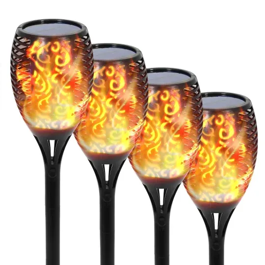 💥💥💥4 Pack Solar Flame Lights Garden Decoration, Waterproof LED Flameless Candle Lights, Automatic Switch for Garden Patio Pathway