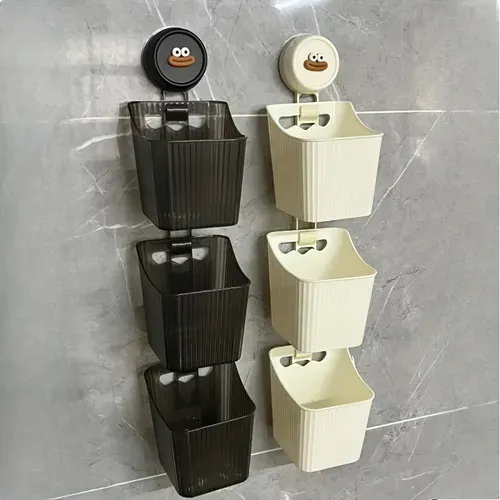 💎💎💎3pcs Kitchen & Bathroom Wall Hanging Plastic Storage Basket Onion Ginger Garlic Rack Multi-Purpose Storage Box 2 sales