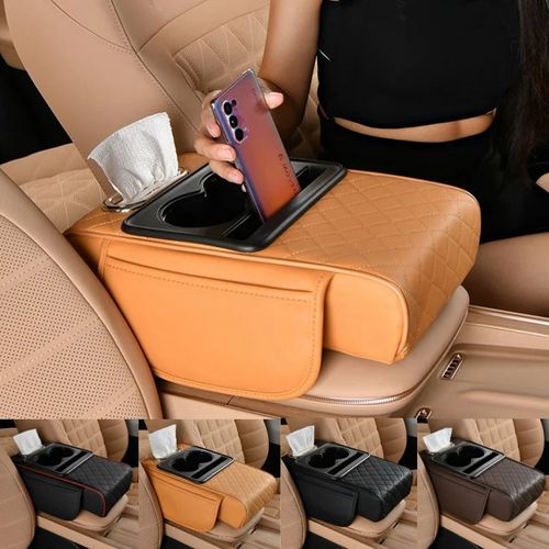 💥💥💥New Center Console Cover with Cup Holder Car Armrest with Cup Holder Armrest Storage Organizer Box Arm Rest for Car Suvs Trucks
