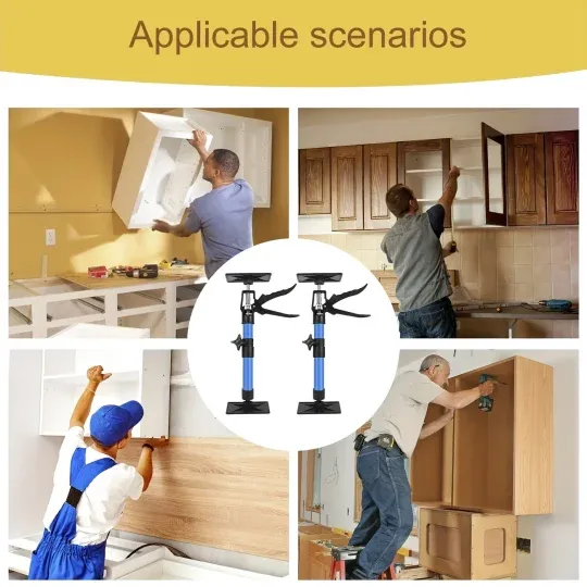 🔥🔥🔥 2 Pcs Adjustable Telescopic Support Rod System - Quick 3rd Hand for Cabinet Jack, Alloy Steel Construction, 115-290cm Extendable Length, Sturdy and Durable, Easy to Use and Install