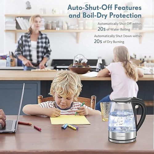💎💎💎1.8L Healthy Electric Kettle, 1000W Borosilicate Glass Teapot Food Grade Material, Automatic Shutoff and Boil Dry Protection Cordless Kettle Fast Boiling, BPA Free