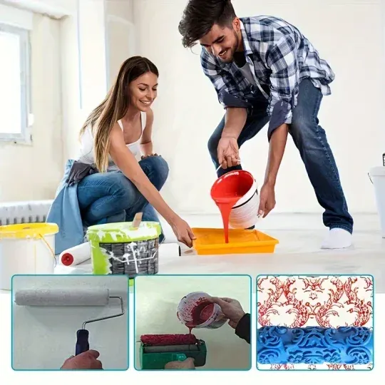 🔥🔥🔥Art Wall Decor Paint Roller - Single Color Printing Tool with Easy-to-Use Case