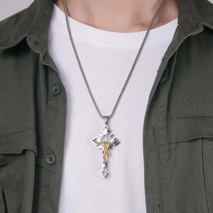 🔥🔥🔥🙏ST.Benedict Protection Cross Power Pendant Necklace